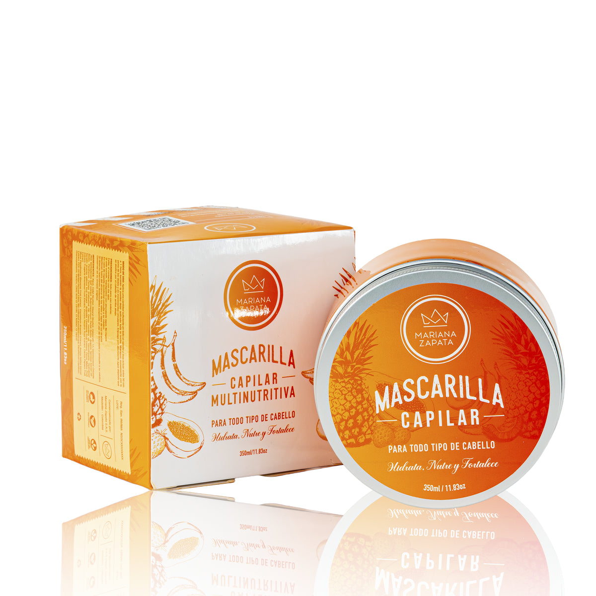 Mascarilla Capilar con su empaque, fondo negro – By Mariana Zapata