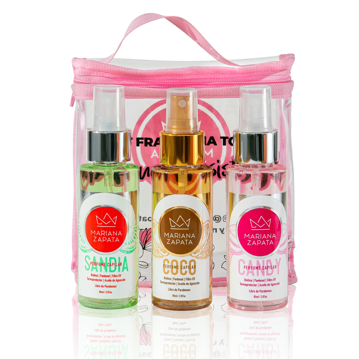 Kit Fragancia Total, los 3 perfumes capilares (Candy, Coco y Sandía) juntos – By Mariana Zapata